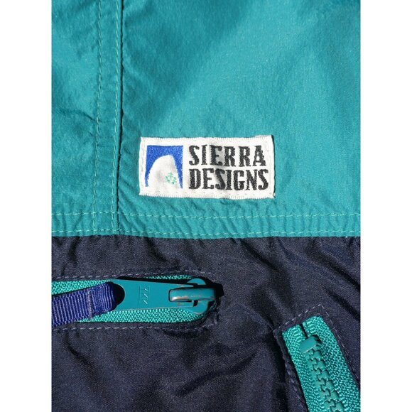 Vintage 90s Sierra Designs Turquoise & Navy Quarter Zip Pullover - Picture 2 of 3